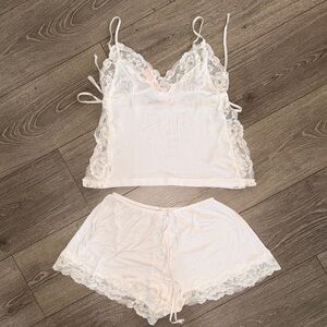 Victoria's Secret White Lace Trim Cami Sleep Set